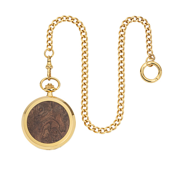 Taschenuhr aus Gold mit Holz