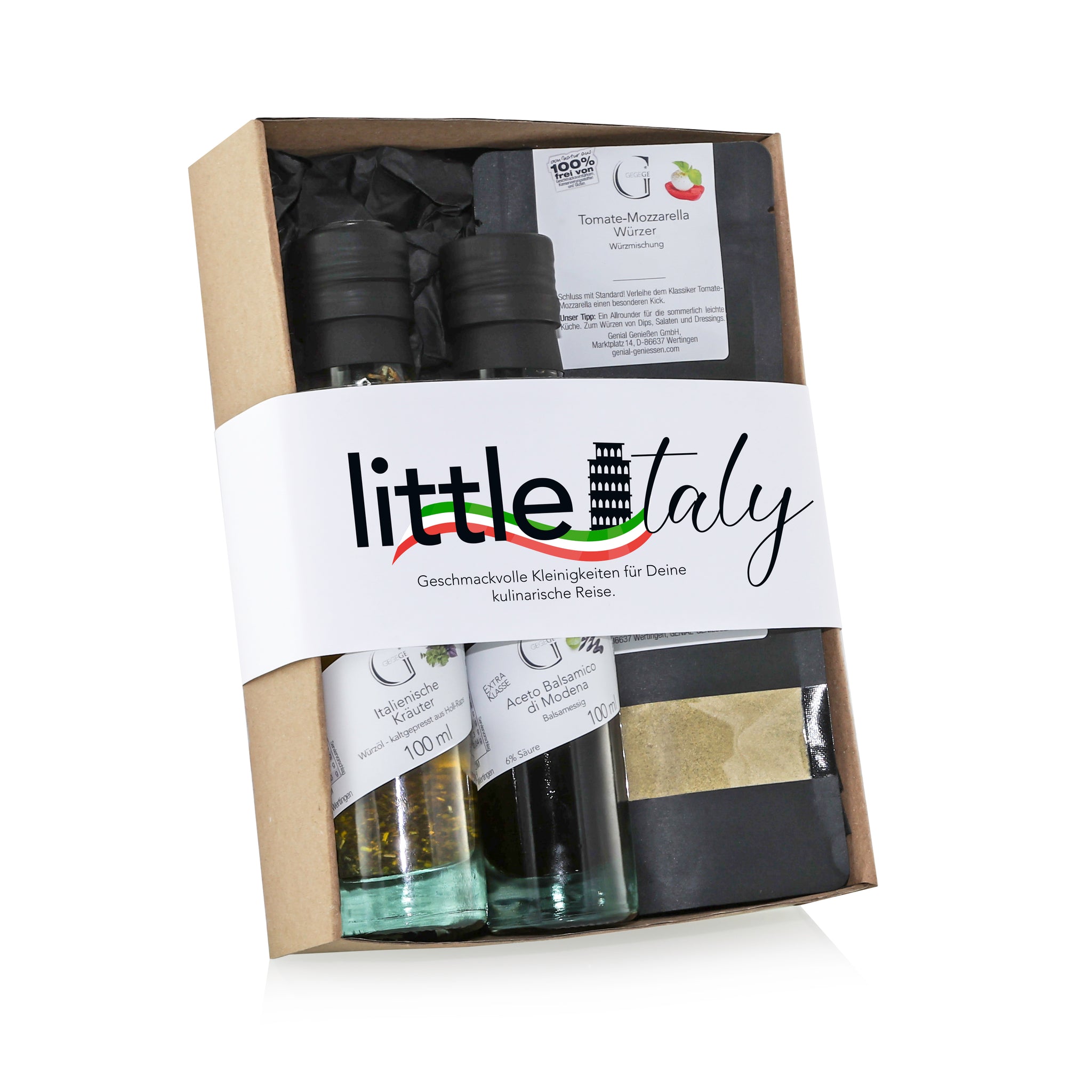 Feinkost-Geschenkset mit Banderole little Italy 