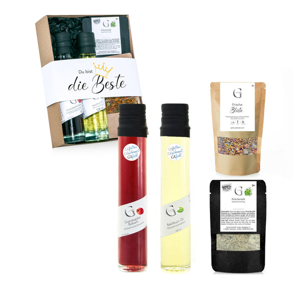 Feinkost-Geschenkset mit Banderole "Du bist die Beste"