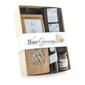 Geschenk-Set Biergenuss: Verschiedene Feinkostprodukte