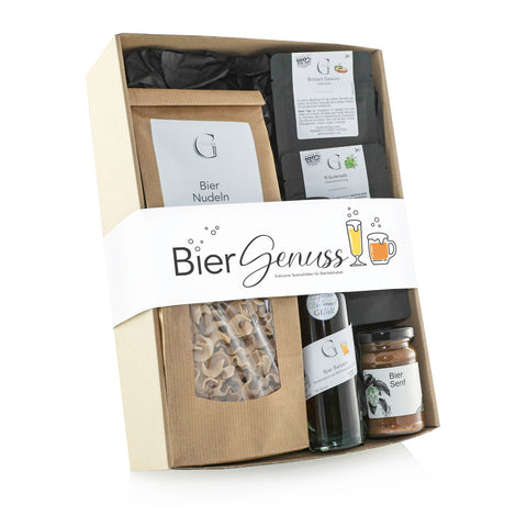 Geschenk-Set Biergenuss: Verschiedene Feinkostprodukte