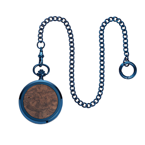 Taschenuhr aus blauem Edelstahl 