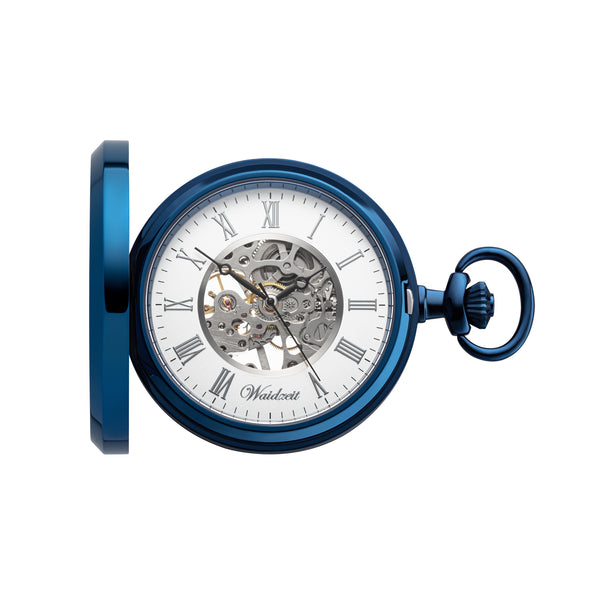 Taschenuhr aus blauem Edelstahl 