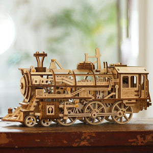 3D-Holzpuzzle, Mechanische Dampf Express Eisenbahn