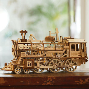 3D-Holzpuzzle, Mechanische Dampf Express Eisenbahn