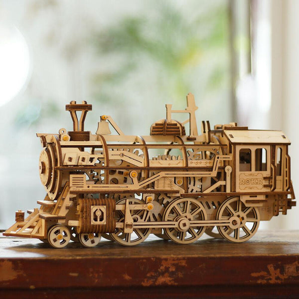 3D-Holzpuzzle, Mechanische Dampf Express Eisenbahn