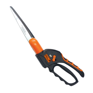 Die Rasenkanten-Schere mit schwarz-orangefarbenem Griff und silberner Klinge ist ein Allrounder von Primus, perfekt zum Beschneiden und ideal als Kanten-Grasschere einsetzbar.