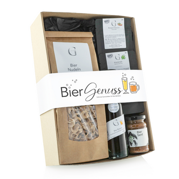 Geschenk-Set Biergenuss: Verschiedene Feinkostprodukte