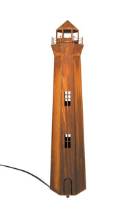 Edelrost-Leuchtturm mit Beleuchtungssatz