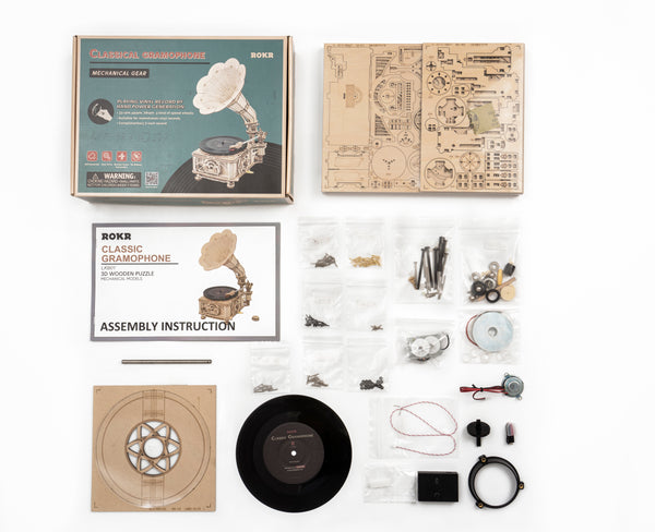 3D-Holzpuzzle, Retro Grammophon