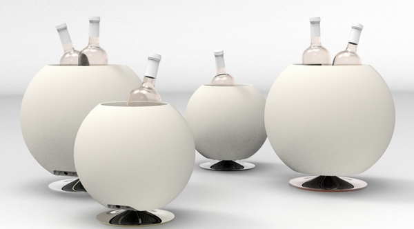 Leuchte & Lautsprecher & Getränkekühler, Sphere Silber gebürstet