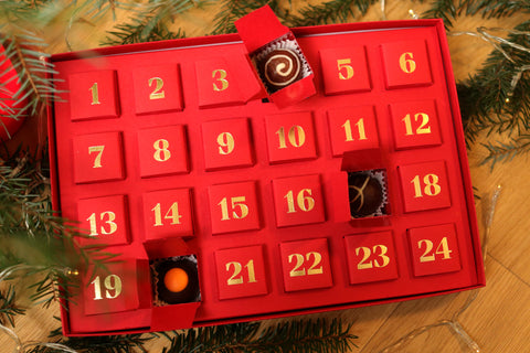 Pralinen-Adventskalender der Liebenzeller Marzipan- und Schokoladenmanufaktur